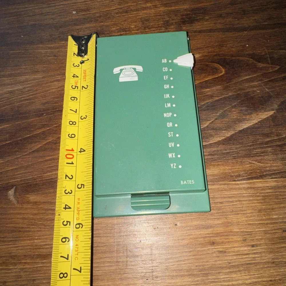 Vintage 1950s Bates Autodex Green Address List Finder, Slim Felt Bottom W Cards